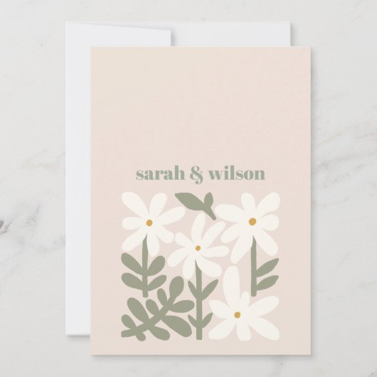 Dusky Blush Retro Bloemen bruiloft Jubileum Kaart (Achterkant)