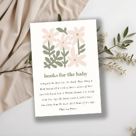 Dusky Blush Retro Minimal Floral Books voor Baby Informatiekaartje