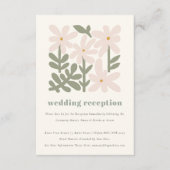 Dusky Blush Retro Minimal Floral bruiloft receptie Informatiekaartje (Voorkant)