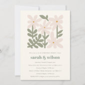 Dusky Blush Retro Minimal Floral repetitie diner Kaart (Voorkant)