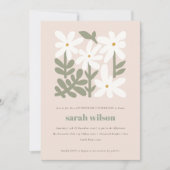 Dusky Blush Retro Minimal Floral Verjaardag Kaart (Voorkant)