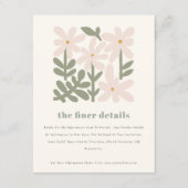 Dusky Blush Retro Minimal Floral Wedding Details Informatiekaartje (Voorkant)