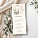 Dusky Blush Retro Minimal Floral Wedding Menu Card Kaart<br><div class="desc">It’s very easy to customize,  with your personal details,  even flower colors are editable. If you need any other matching product or customization,  kindly message via Zazzle.</div>