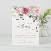Dusky Blush Roos Floral Vrijgezellenfeest Invite Bedankkaart (Staand voorkant)