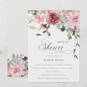 Dusky Blush Roos Floral Vrijgezellenfeest Invite Bedankkaart (Voorkant / Achterkant)