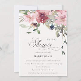 Dusky Blush Roos Floral Vrijgezellenfeest Invite Bedankkaart