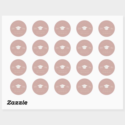 Dusky Blush Rose Pink Minimal Simple Graduation Ronde Sticker (Vel)