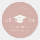 Dusky Blush Rose Pink Minimal Simple Graduation Ronde Sticker (Voorkant)