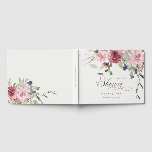 Dusky Blush Roze Wilde Bloem Bruiloft Gastenboek (Volledig)