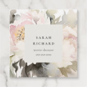 Dusky Blush Waterverf Pioen Bloemen Bunch Business Bedankjes Labels (Voorkant)