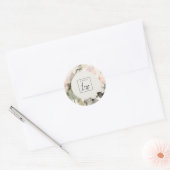 Dusky Blush Waterverf Pioen Bloemen Logo Business Ronde Sticker (Envelop)