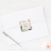 Dusky Blush Waterverf Pioen Bloemen Logo Business Vierkante Sticker (Envelop)