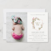 Dusky Blush Wildflower Crest foto doop Kaart (Voorkant)