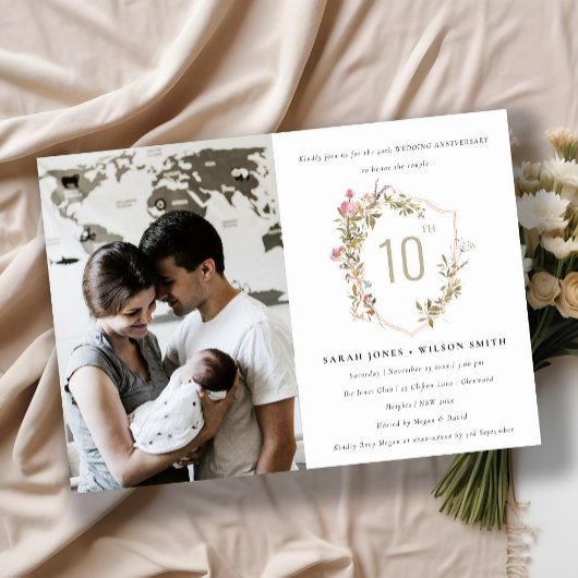 Dusky Blush Wildflower Crest Foto Jubileum Kaart