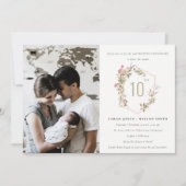 Dusky Blush Wildflower Crest Foto Jubileum Kaart (Voorkant)