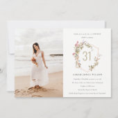 Dusky Blush Wildflower Crest Foto Verjaardag Kaart (Voorkant)