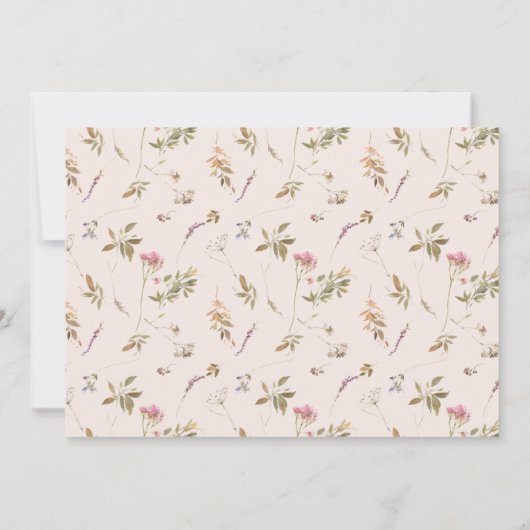 Dusky Blush Wildflower Crest Foto Verjaardag Kaart (Achterkant)