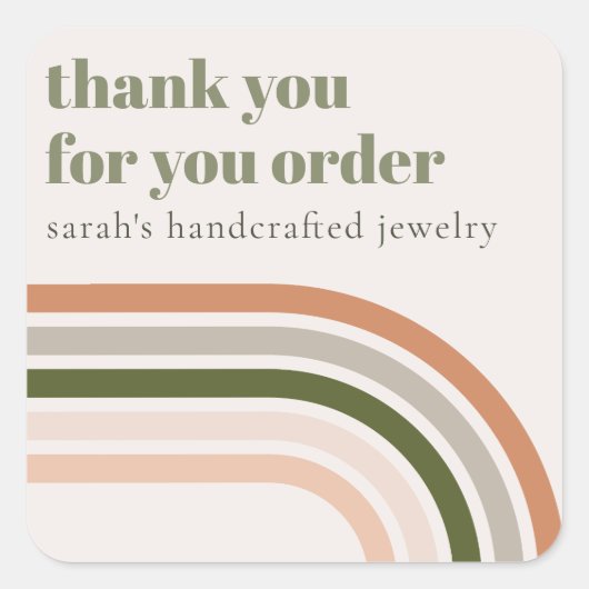 Dusky Bold Retro Rainbow Desert Bedankt Business Vierkante Sticker (Voorkant)