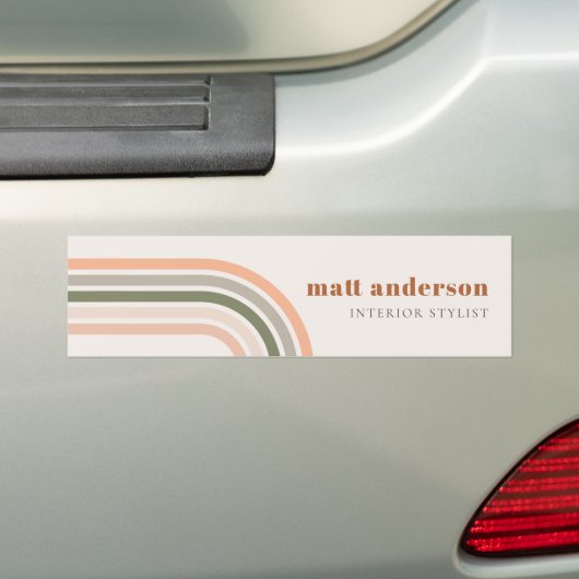 Dusky Bold Retro Regenboog Woestijn Chique Blush R Bumpersticker (Op auto)