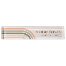 Dusky Bold Retro Regenboog Woestijn Chique Blush R Naambordje