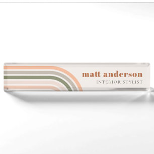 Dusky Bold Retro Regenboog Woestijn Chique Blush R Naambordje