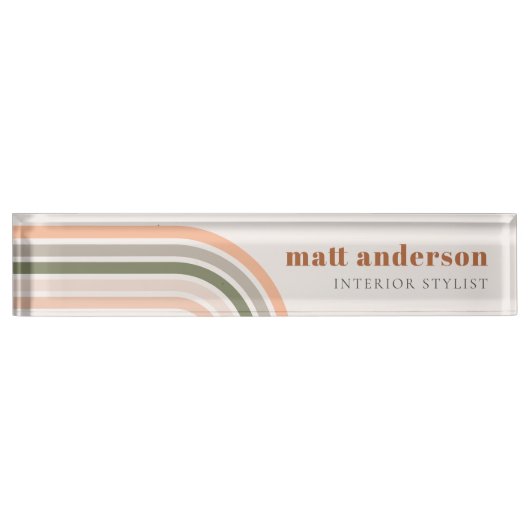 Dusky Bold Retro Regenboog Woestijn Chique Blush R Naambordje (Voorkant)