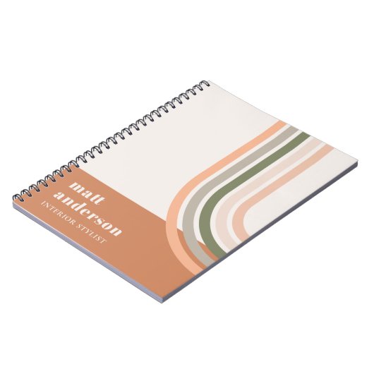 Dusky Bold Retro Regenboog Woestijn Chique Blush R Notitieboek (Linkerzijde)