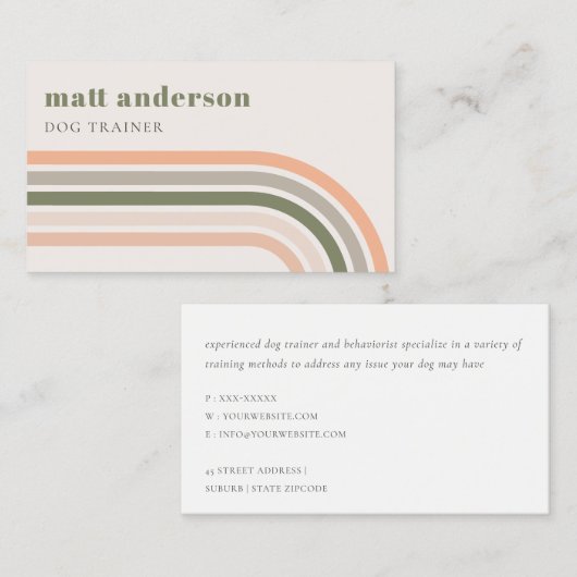 Dusky Bold Retro Regenboog Woestijn Chique Blush R Visitekaartje (Voorkant / Achterkant)