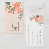 Dusky Chic Oranje Blush Peach Ambrosia Floral Logo Visitekaartje (Voorkant / Achterkant)
