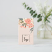 Dusky Chic Oranje Blush Peach Ambrosia Floral Logo Visitekaartje (Staand voorkant)