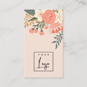 Dusky Chic Oranje Blush Peach Ambrosia Floral Logo Visitekaartje