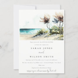 Dusky Coastal Palm Beach Seascape Couples Shower Kaart