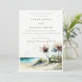 Dusky Coastal Palm Beach Seascape Couples Shower Kaart (Staand voorkant)