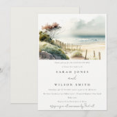 Dusky Coastal Sand Beach Seascape Couples Shower Kaart (Voorkant / Achterkant)