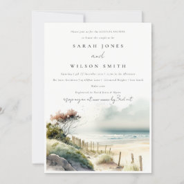 Dusky Coastal Sand Beach Seascape Couples Shower Kaart