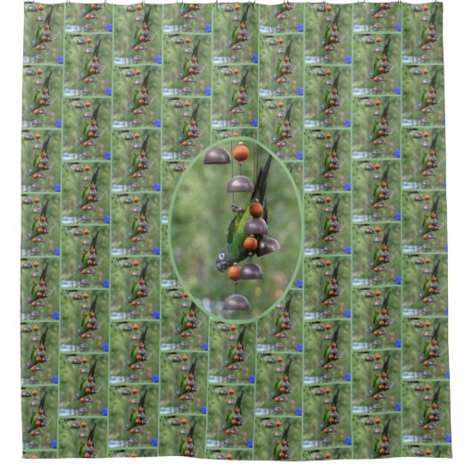 Dusky Conure Parrot, ondersteboven Douchegordijn (Voorkant)