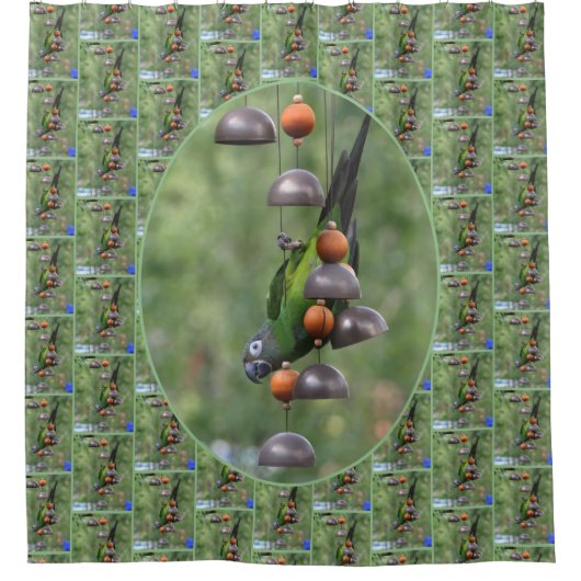 Dusky Conure Parrot Upside Down Bird Douchegordijn (Voorkant)