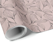 Dusky Coral Faux Leaves Cadeaupapier (Rol Hoek)