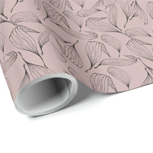 Dusky Coral Faux Leaves Cadeaupapier (Rol Hoek)