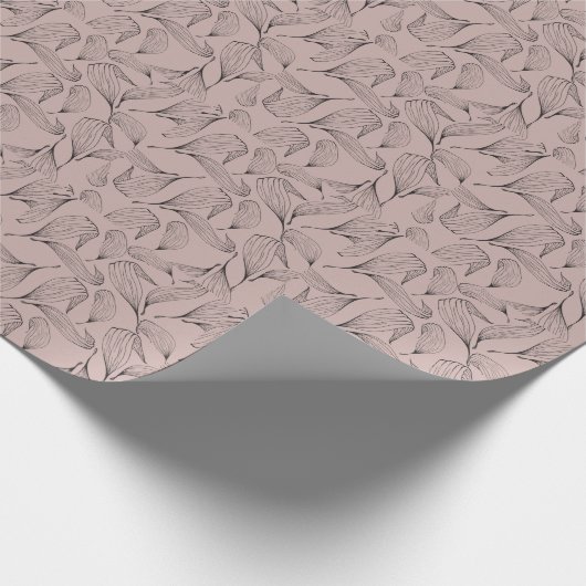 Dusky Coral Faux Leaves Cadeaupapier (Hoek)