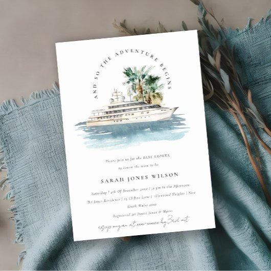 Dusky Cruise Palm Seascape Baby shower Kaart