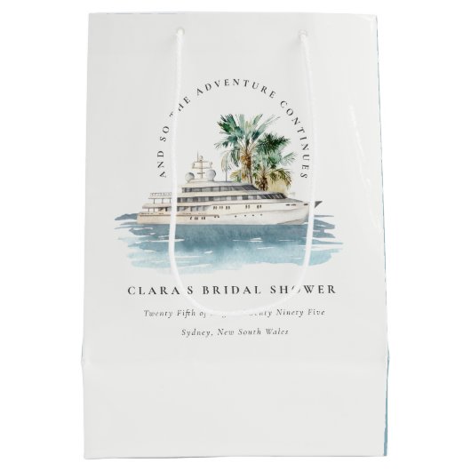 Dusky Cruise Palm Seascape Vrijgezellenfeest Medium Cadeauzakje (Achterkant)