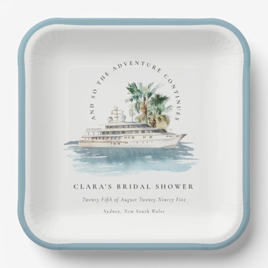 Dusky Cruise Palm Seascape Vrijgezellenfeest Papieren Bordje (Voorkant)