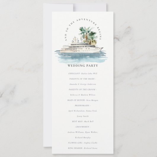 Dusky Cruise Palm Seascape Wedding Programme Kaart (Achterkant)
