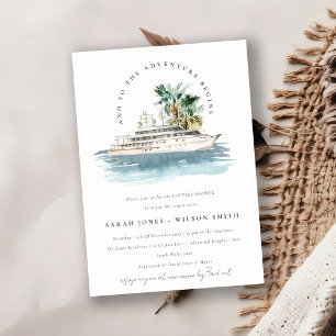 Dusky Cruise Ship Palm Seascape Couples Shower Kaart
