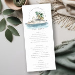 Dusky Cruise Ship Palm Seascape Wedding Menu Kaart<br><div class="desc">Dusky Cruise Ship Palm Seascape Theme Collectie... Het is een elegante waterverf Illustratie van waterverf cruiseschip met palm en groen, perfect voor je kust-beachy cruise bruiloft & feestjes. Het is zeer gemakkelijk om, met uw persoonlijke details aan te passen. Als u een ander bijpassend product of aanpassing nodig hebt, bericht...</div>