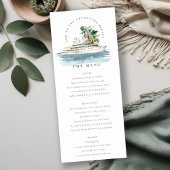 Dusky Cruise Ship Palm Seascape Wedding Menu Kaart