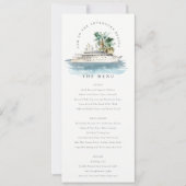 Dusky Cruise Ship Palm Seascape Wedding Menu Kaart (Voorkant)
