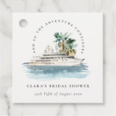 Dusky Cruiseschip Palm Zeelandschap Bruis Shower Bedankjes Labels (Voorkant)