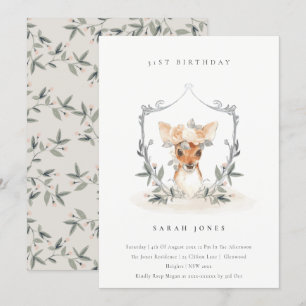 Dusky Deer Floral Crest elke zondag uitnodigen Bedankkaart